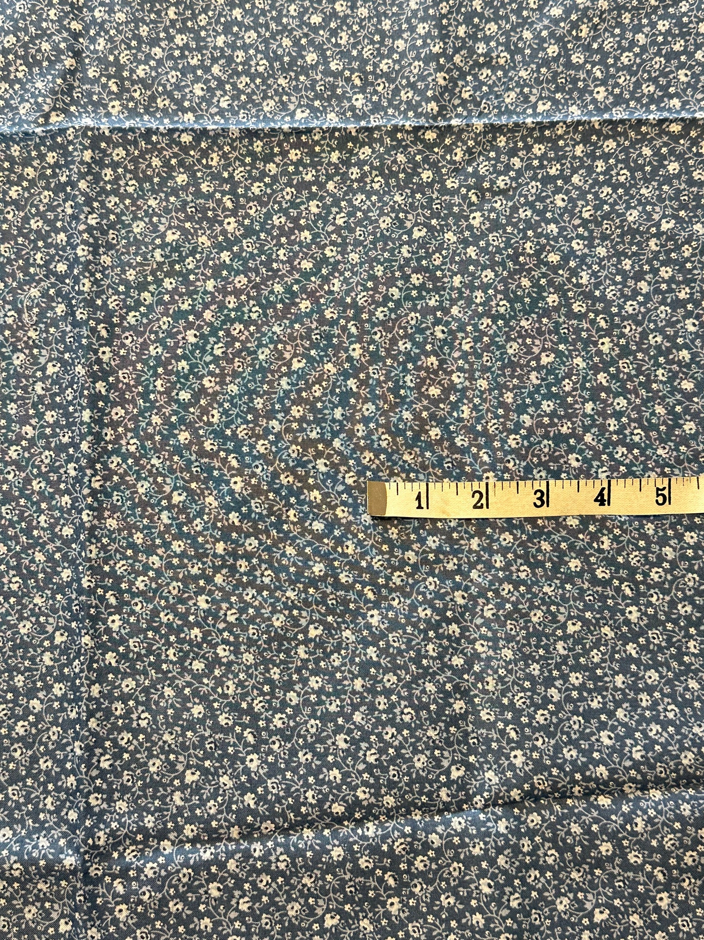 1.25 yard Blue Quilting Cotton with White Florals