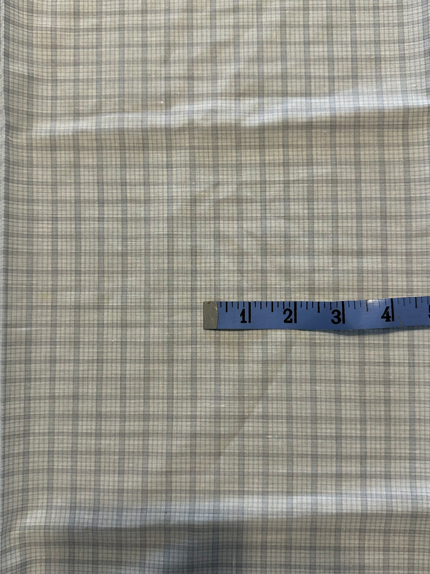 1 yard White and Light Blue Plaid Cotton