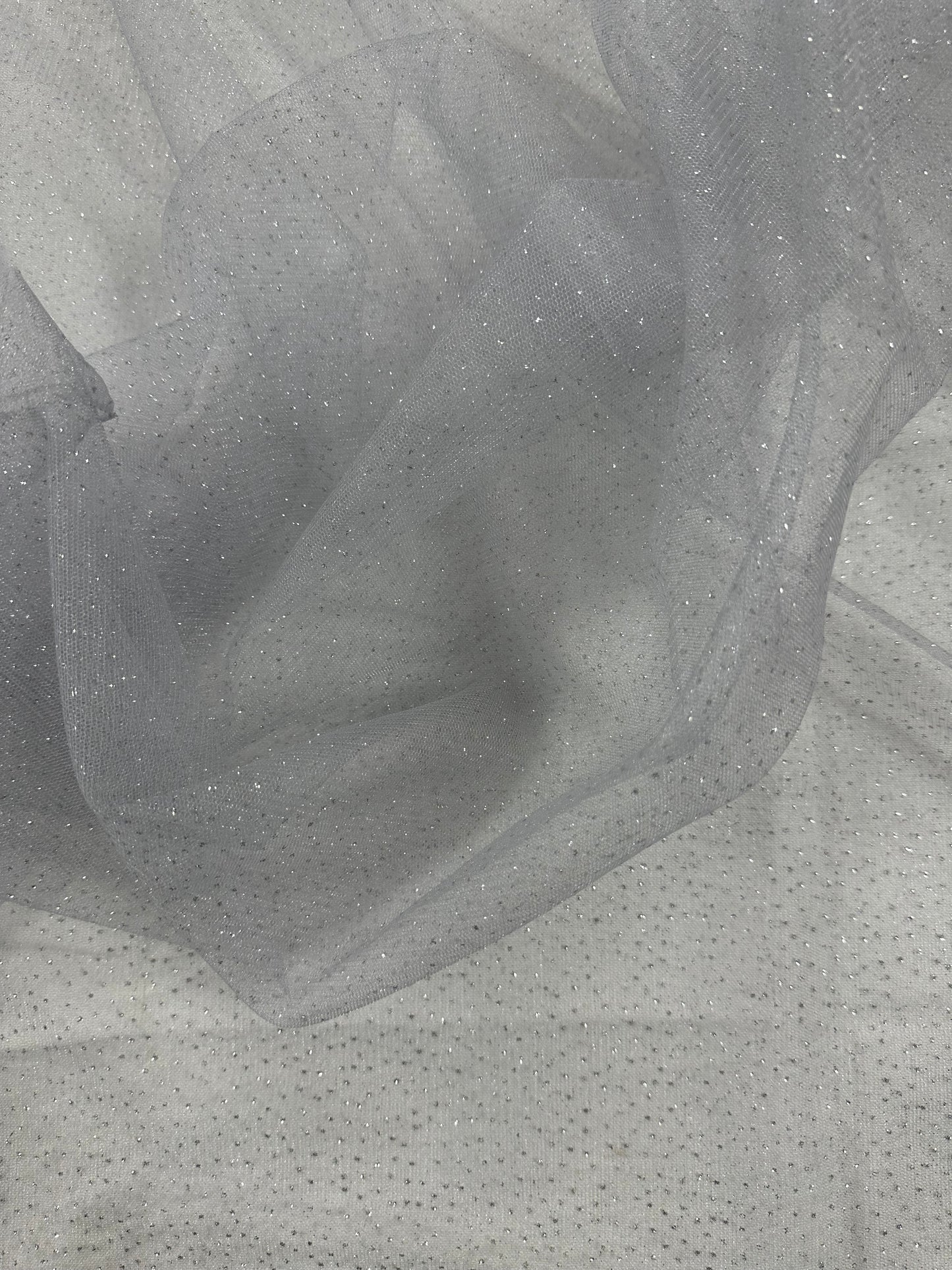 By the Yard Grey Sparkle Tulle