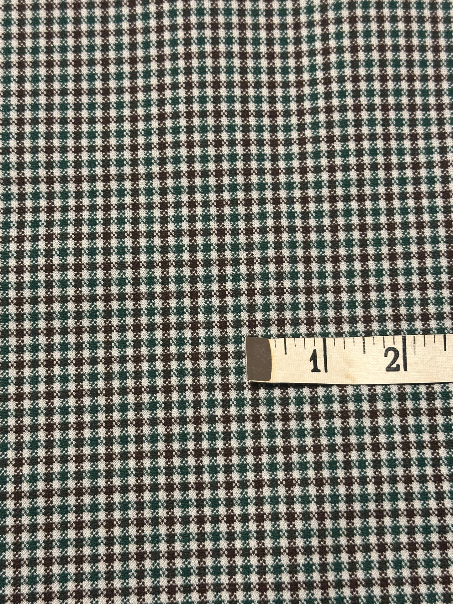 1 yard Green Brown Plaid Polyester Knit