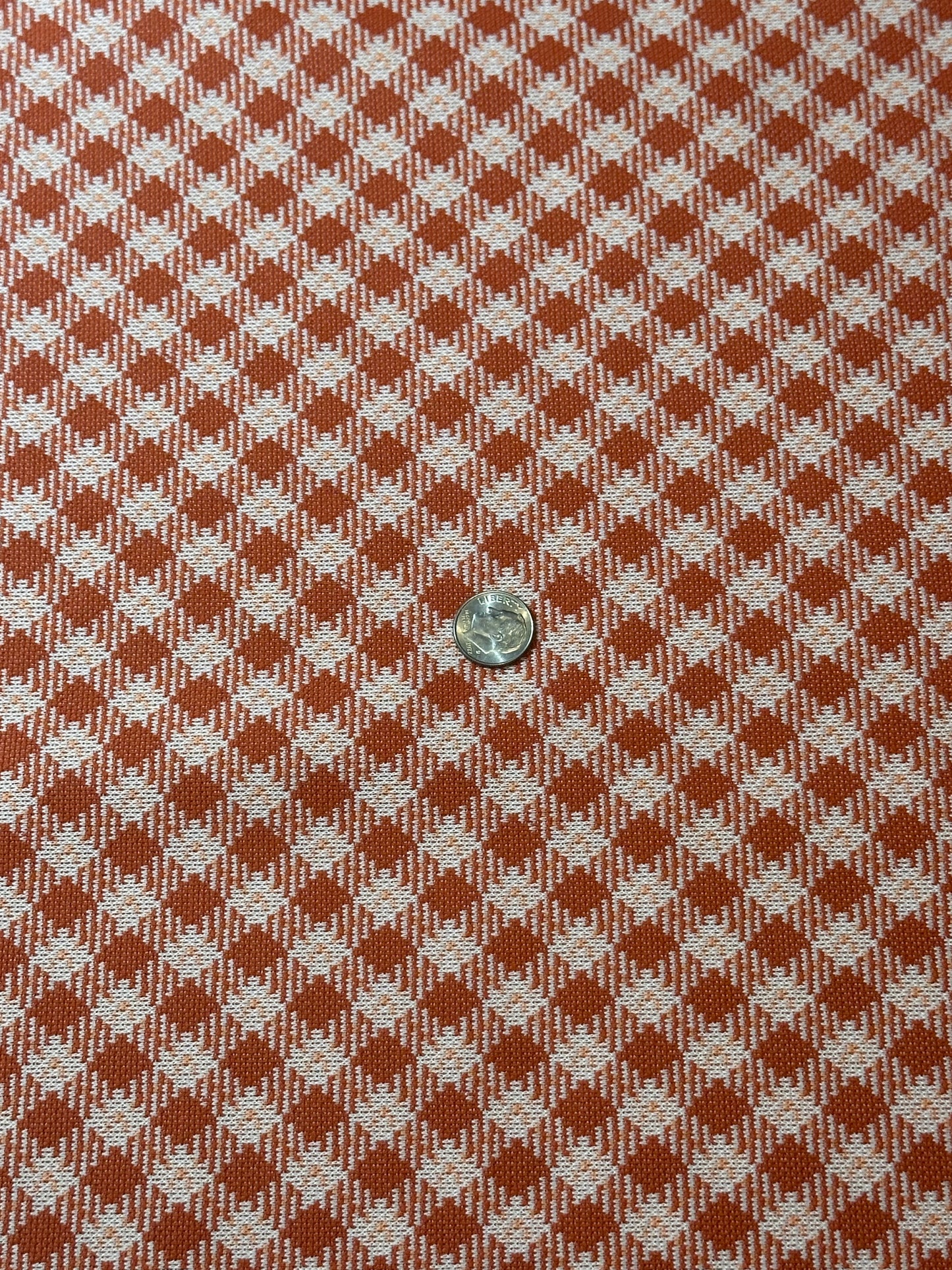 2 yds Orange Diamond Gingham Polyester Double Knit