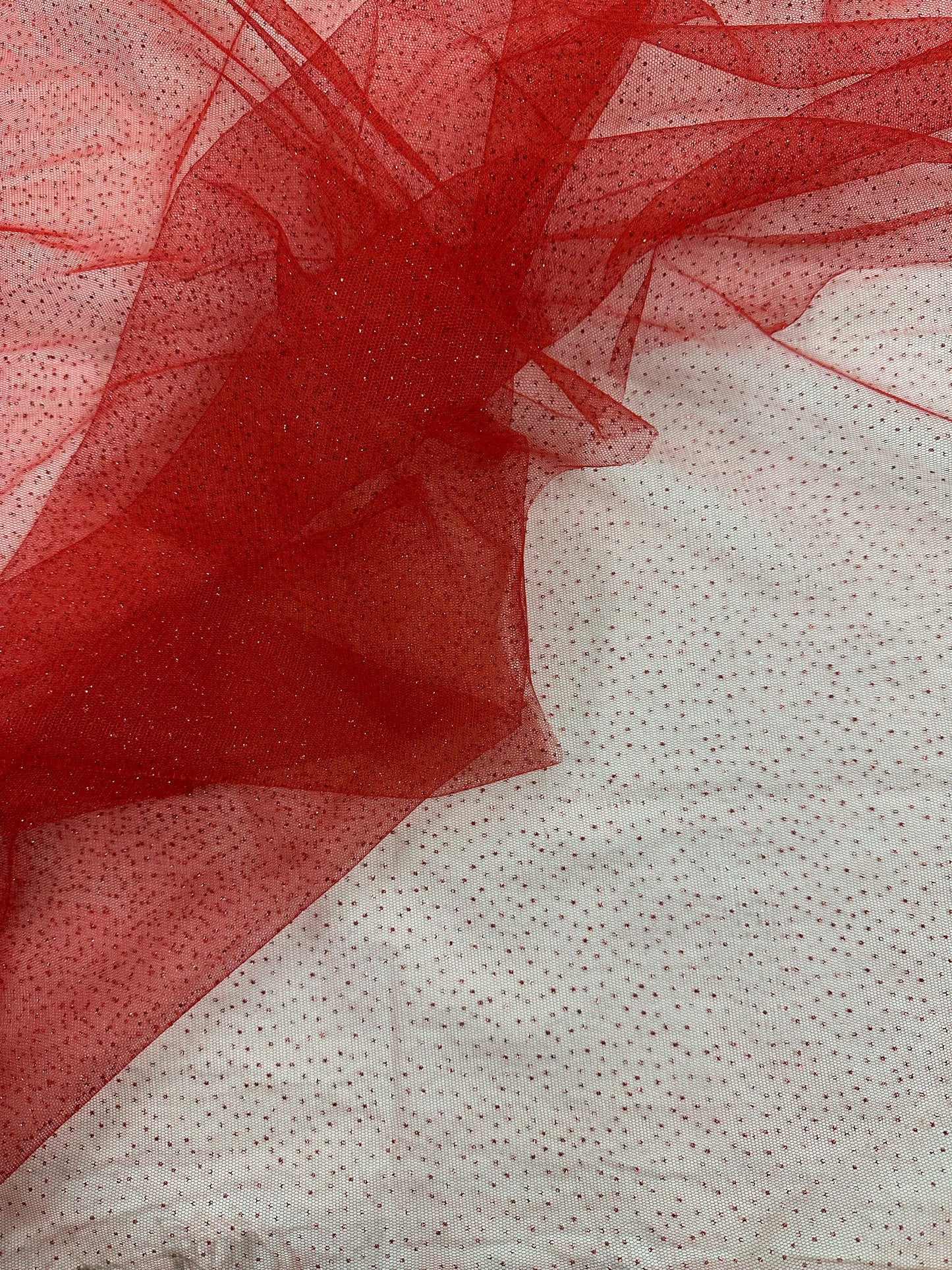 By the Yard Red Sparkle Tulle