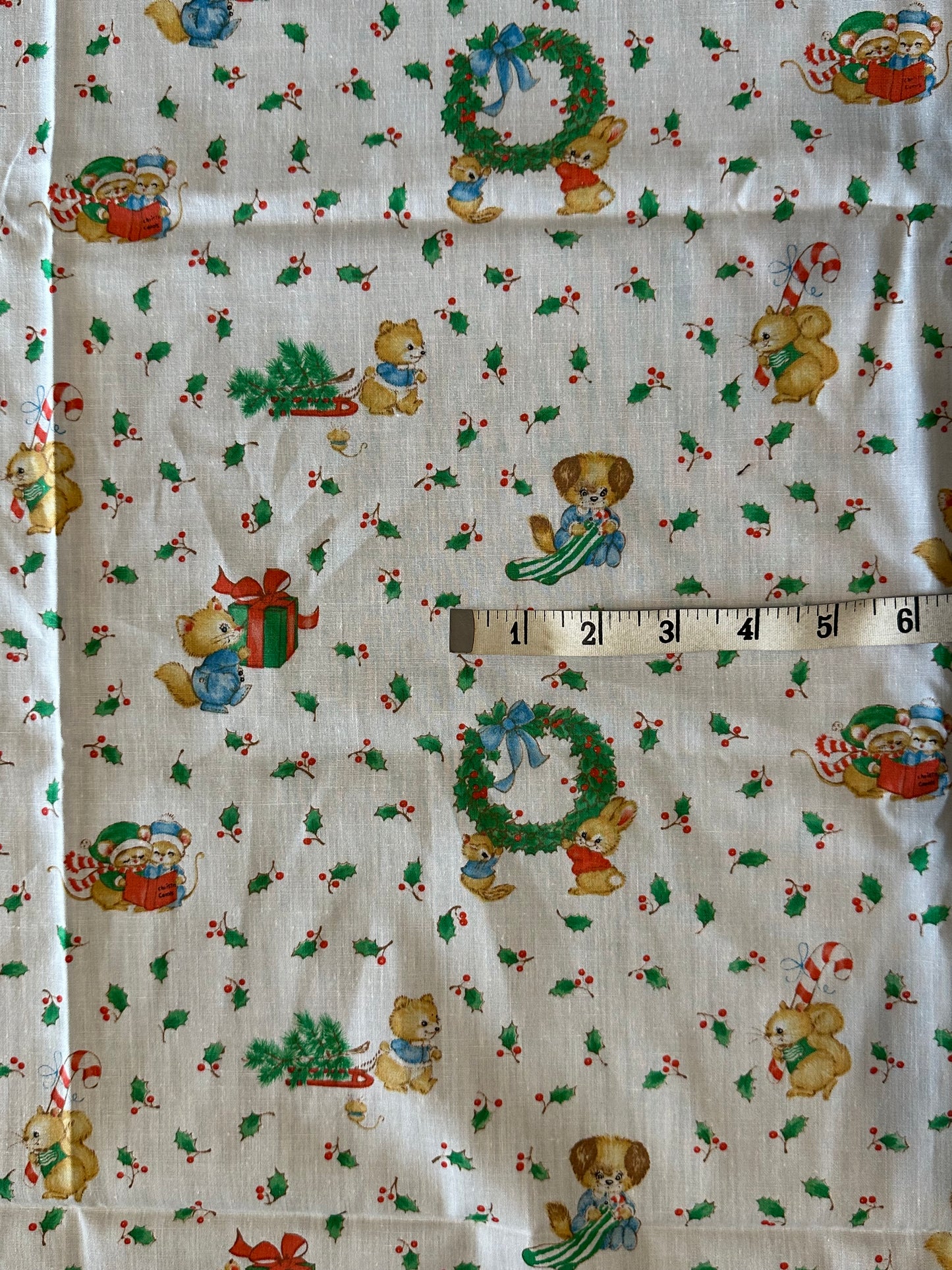 3 yards Christmas Critter Cotton Polyester Blend