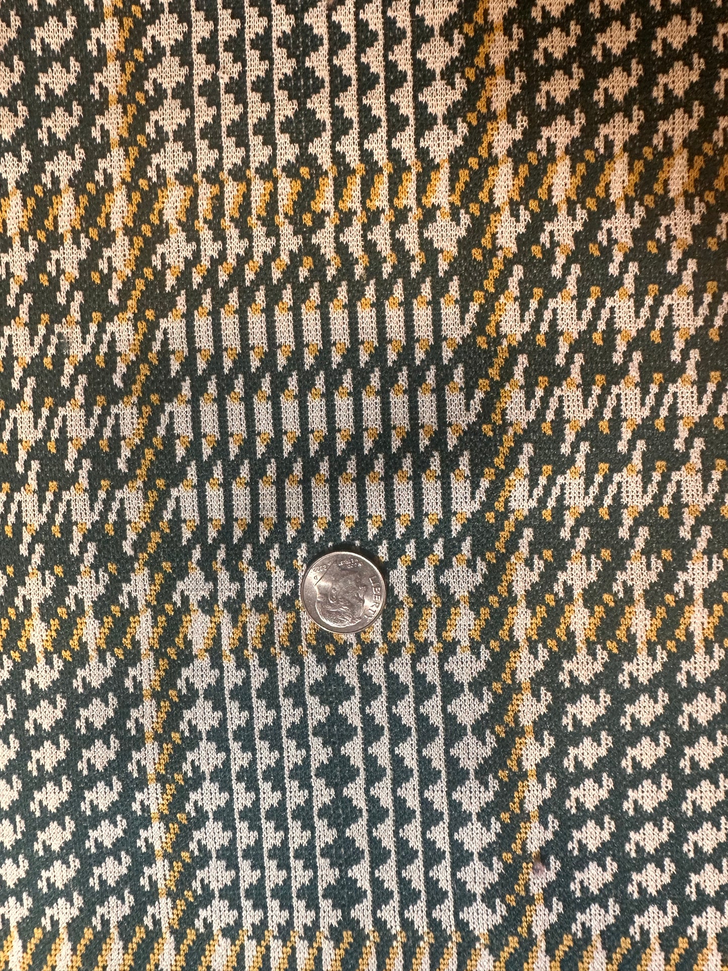 1 yard Funky Green Yellow White Plaid Polyester Knit