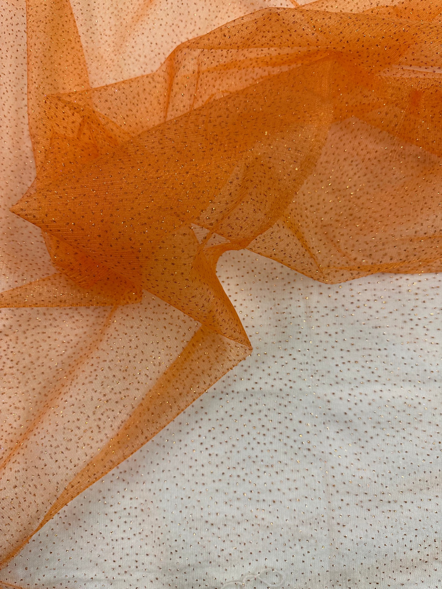 By the Yard Orange Sparkle Tulle