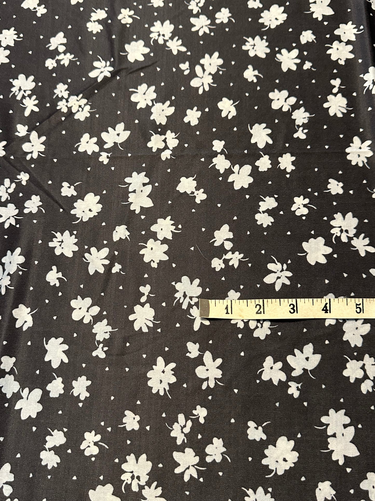 2 yard Black Floral Dot Polyester Knit