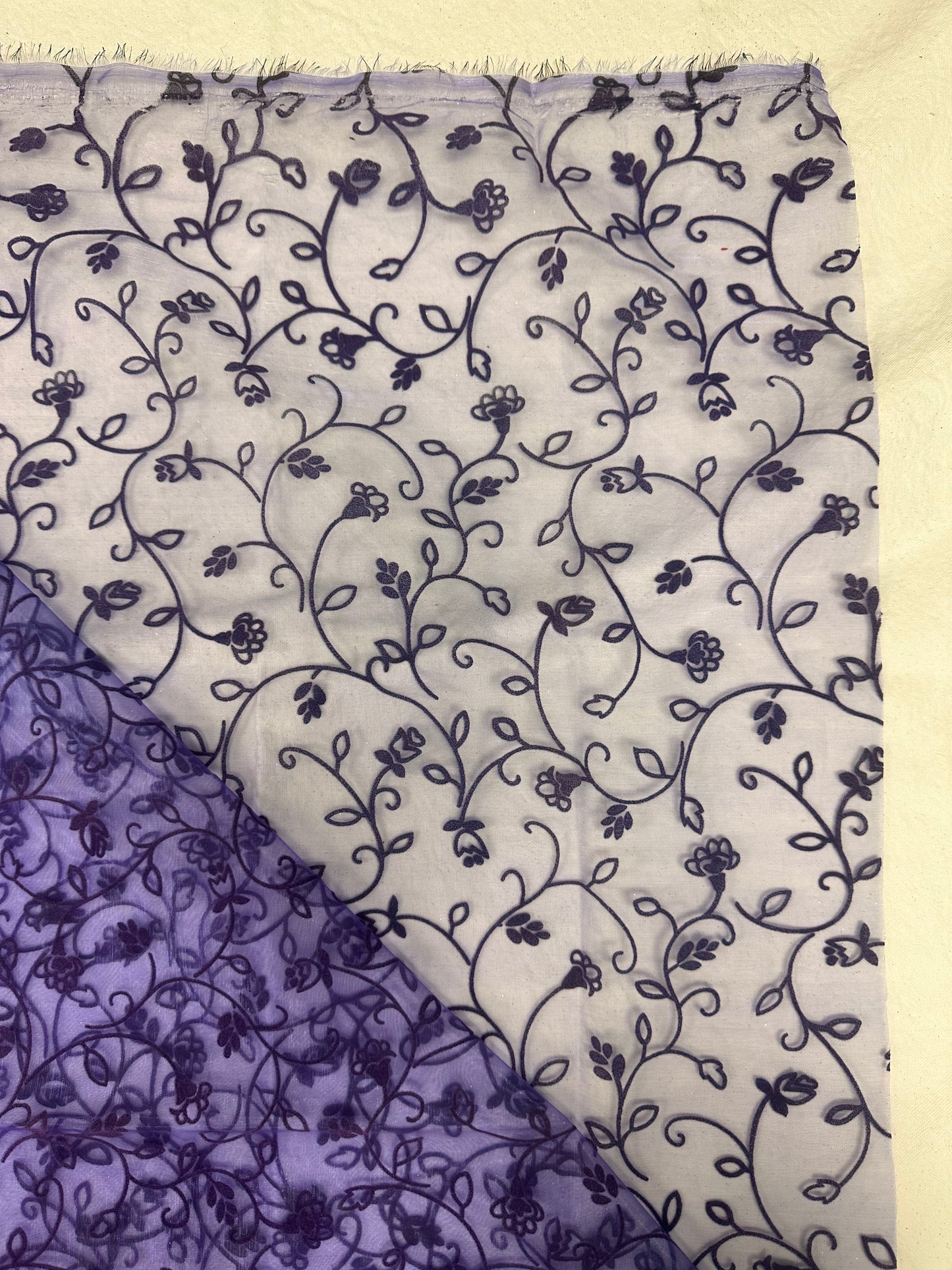 Sheet Purple Flocked Floral