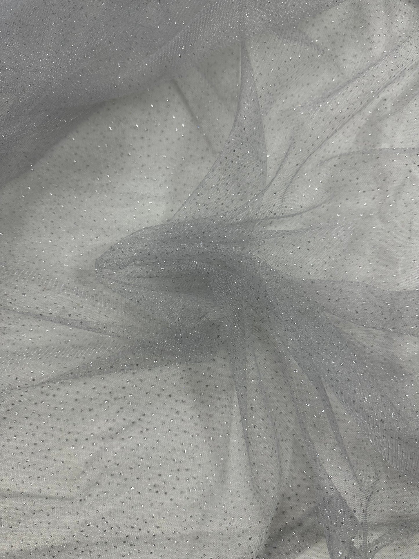 By the Yard Grey Sparkle Tulle