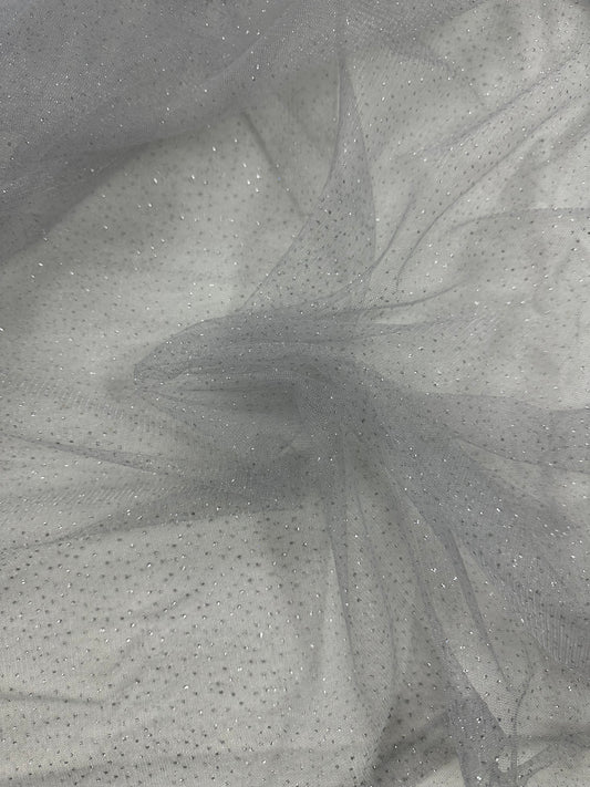 By the Yard Grey Sparkle Tulle