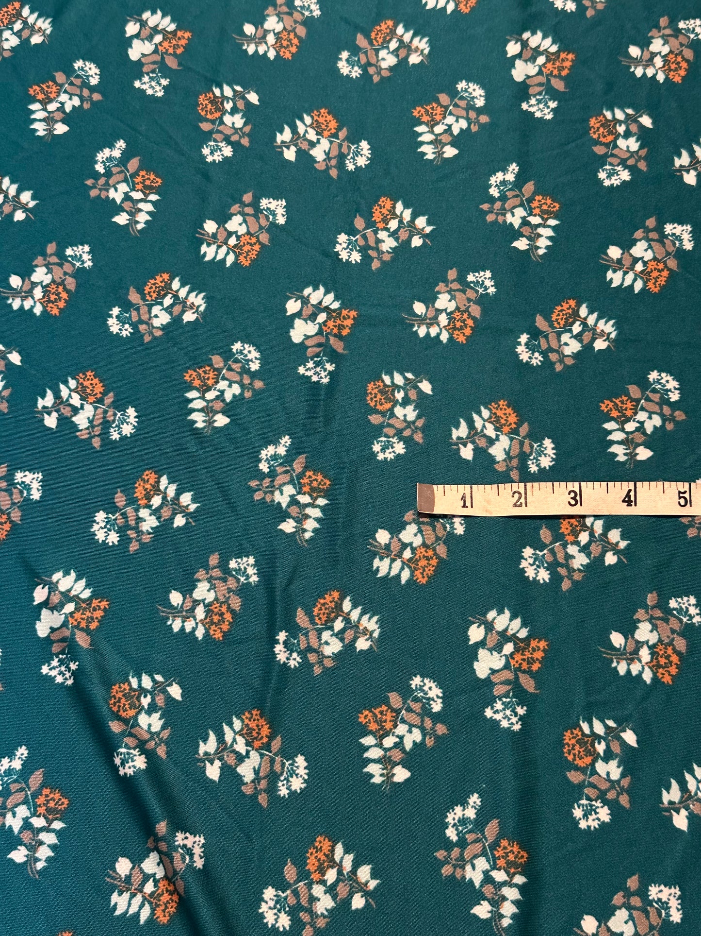 1 yard Green Floral Polyester Knit