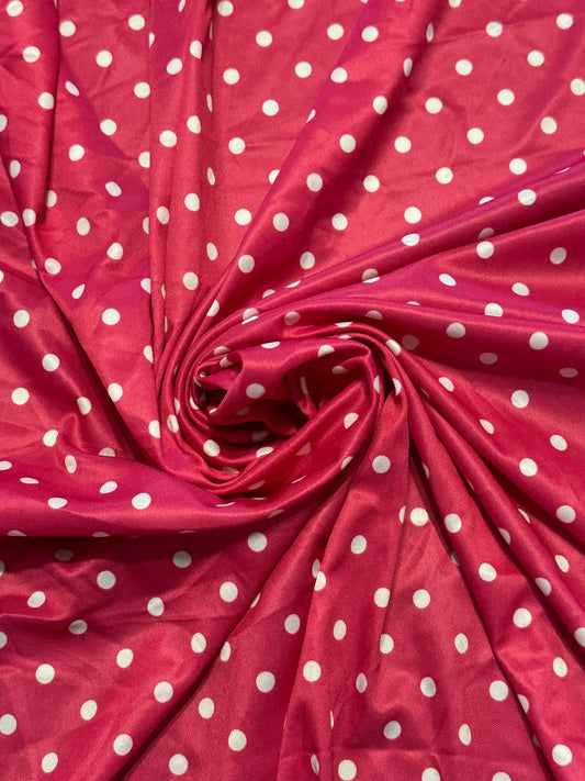 1 yard Pink Dots Polyester Knit