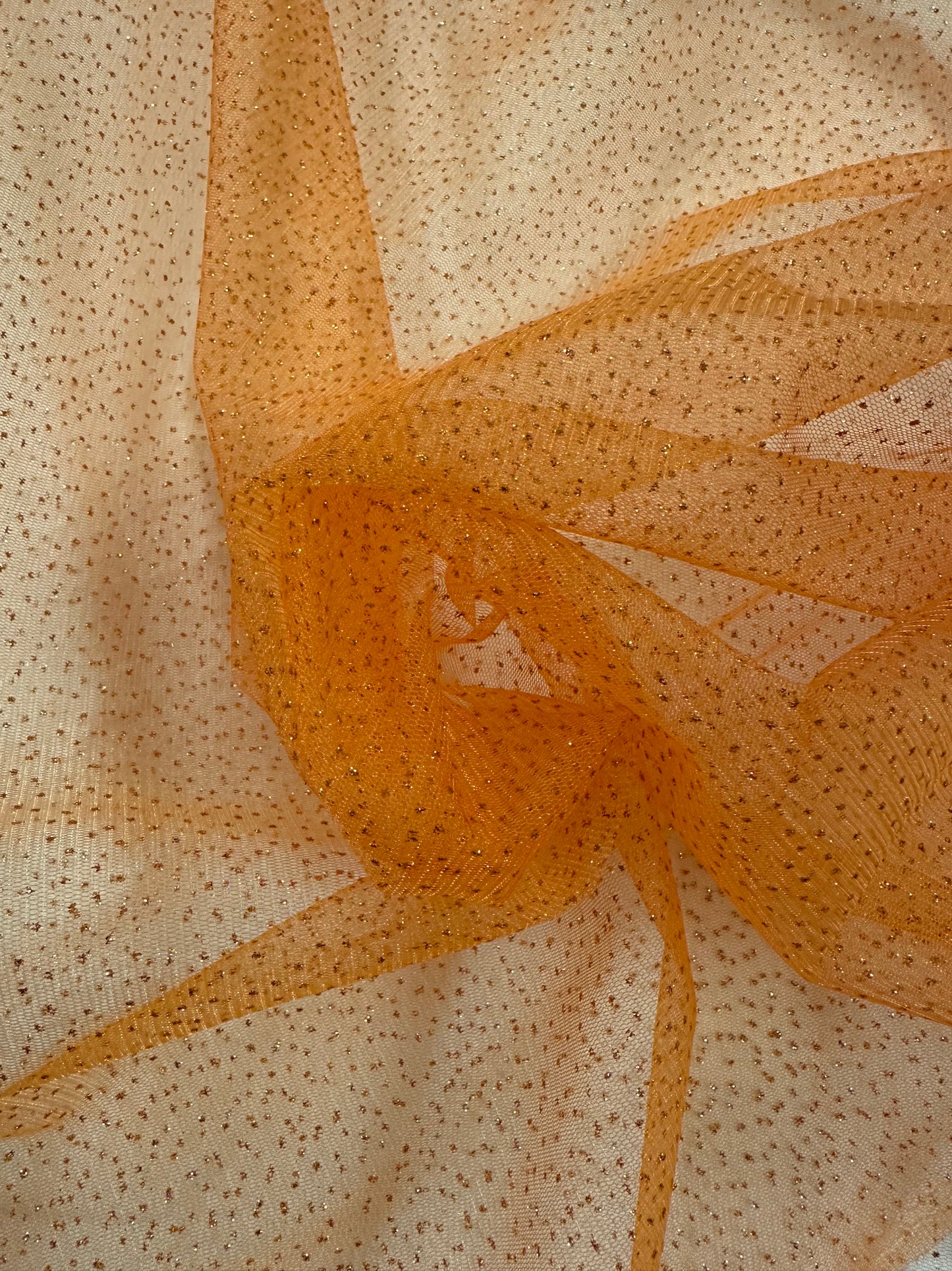 By the Yard Orange Sparkle Tulle