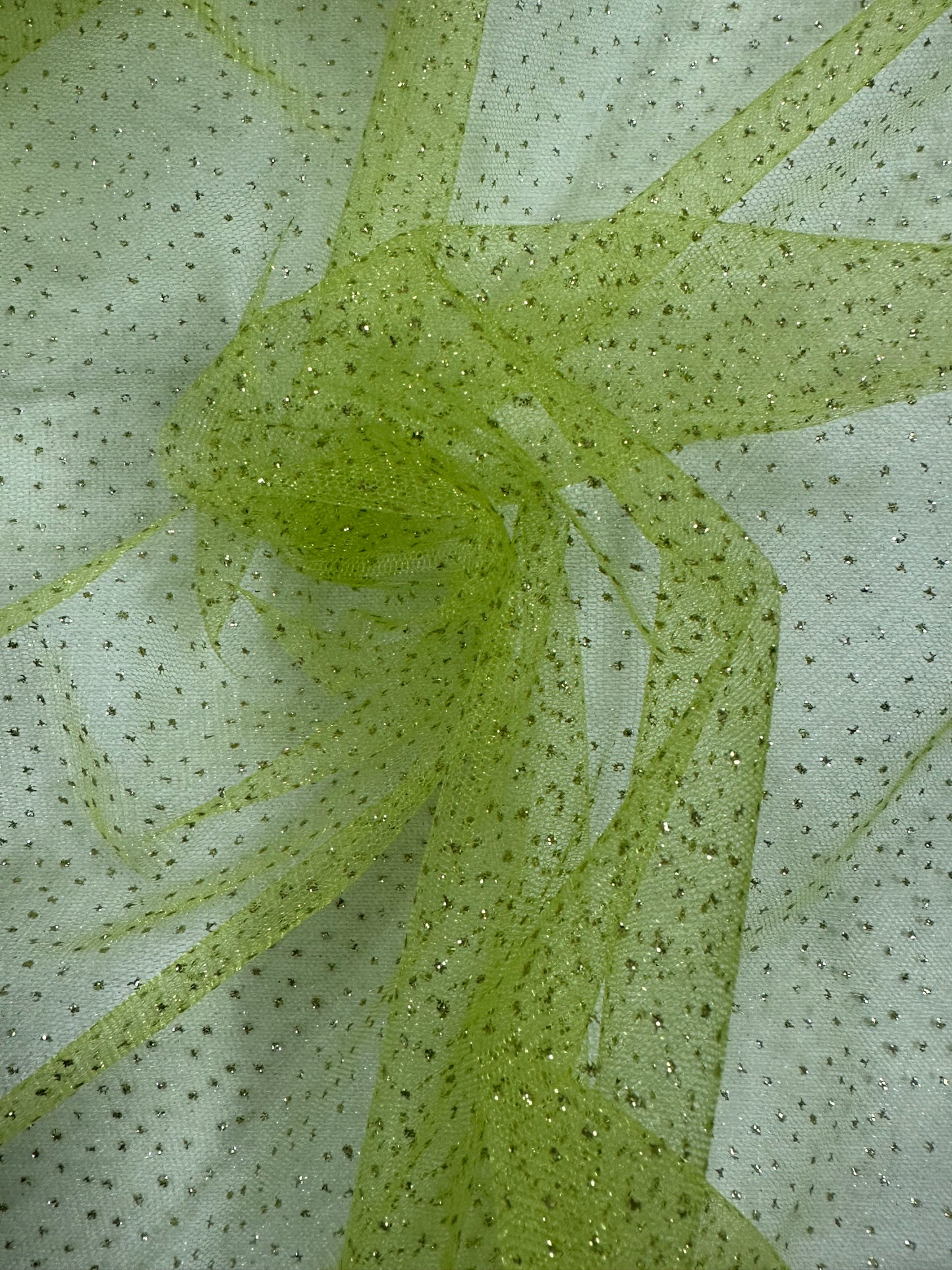 By the Yard Lime Green Sparkle Tulle