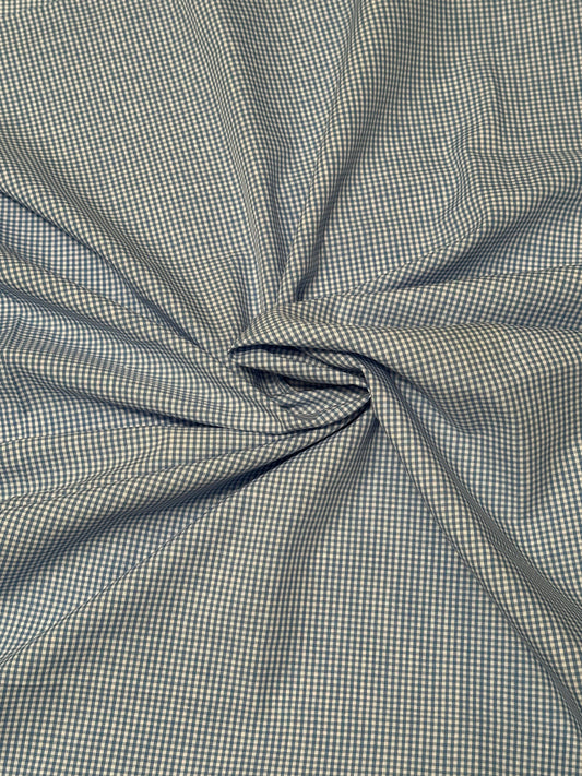 1 yard Blue Gingham Cotton Polyester Blend