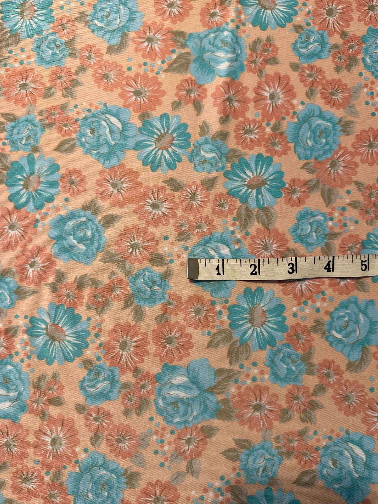 2.25 yard Orange Floral Polyester Knit