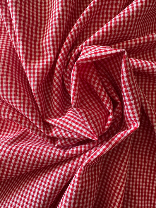 1.5 yard Red Gingham Cotton Polyester Blend