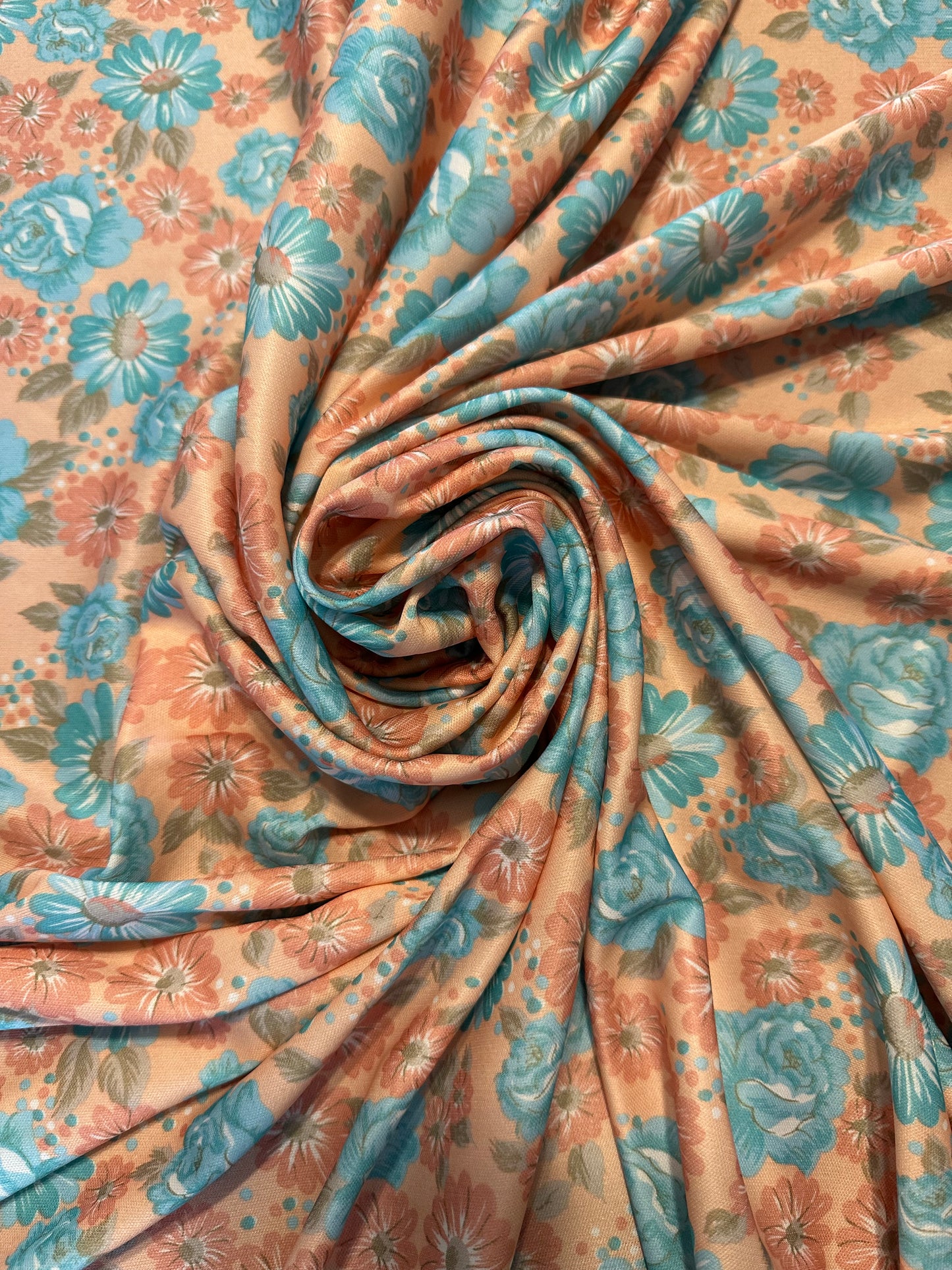 2.25 yard Orange Floral Polyester Knit