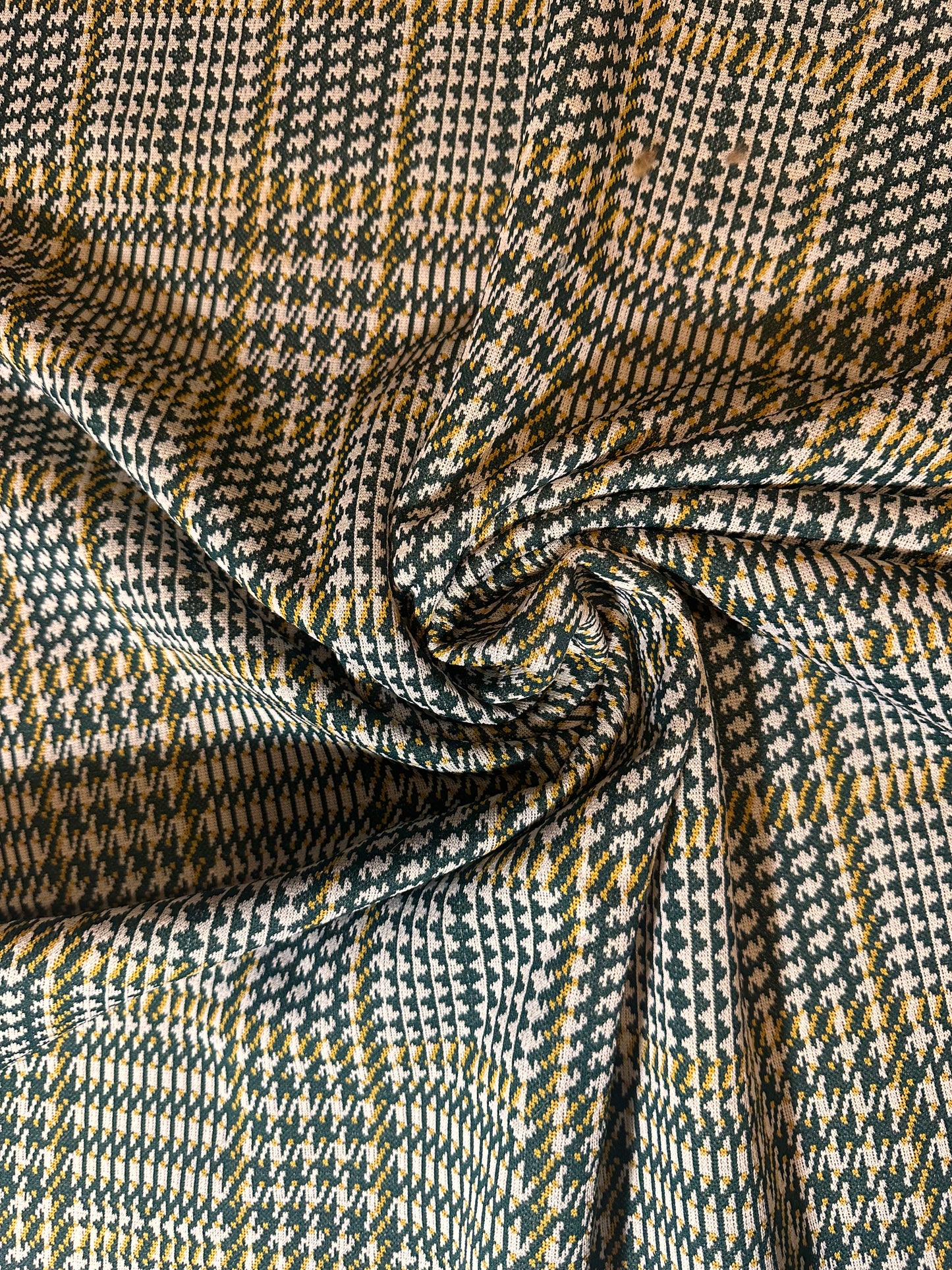 1 yard Funky Green Yellow White Plaid Polyester Knit