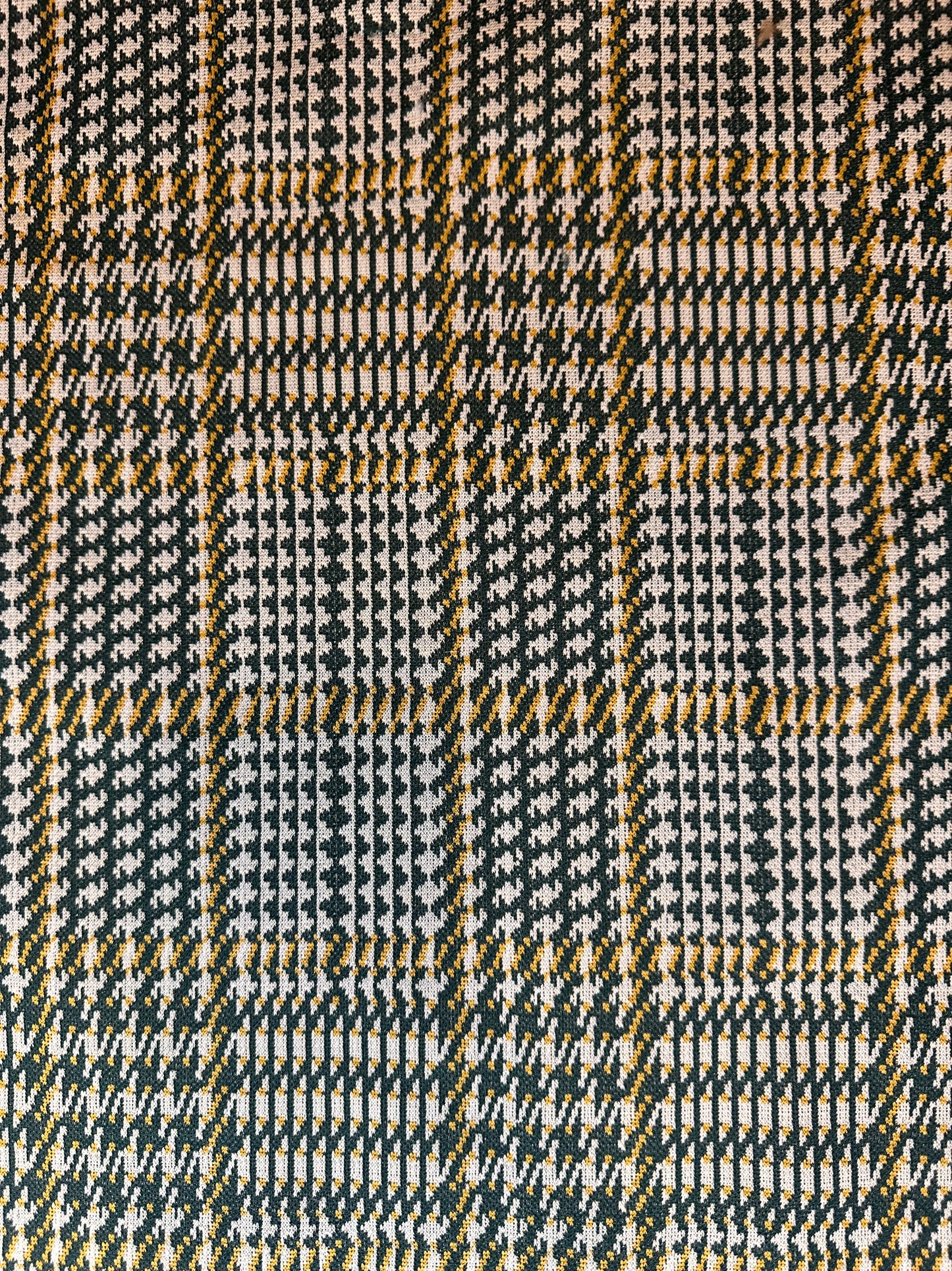 1 yard Funky Green Yellow White Plaid Polyester Knit