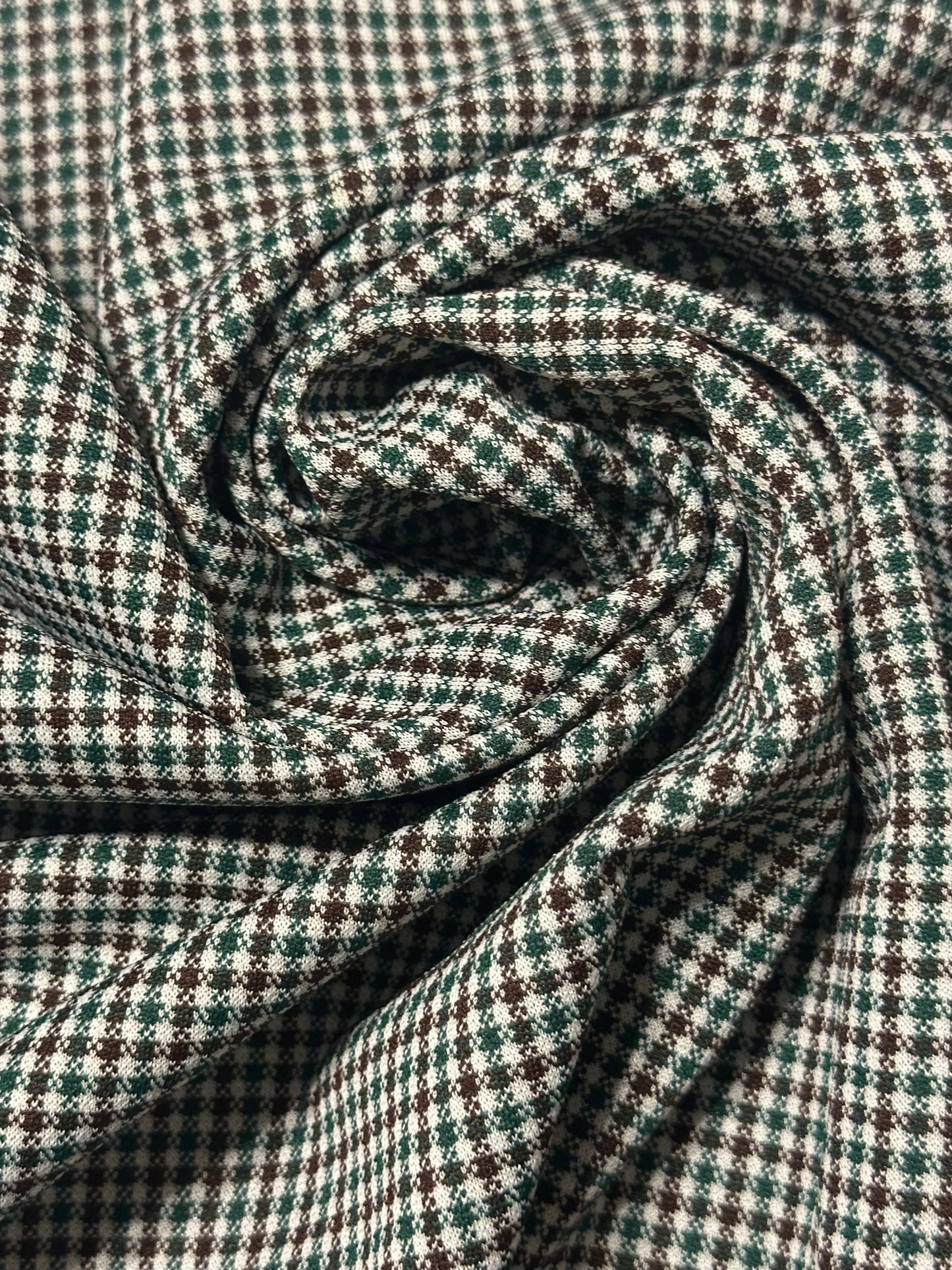 1 yard Green Brown Plaid Polyester Knit