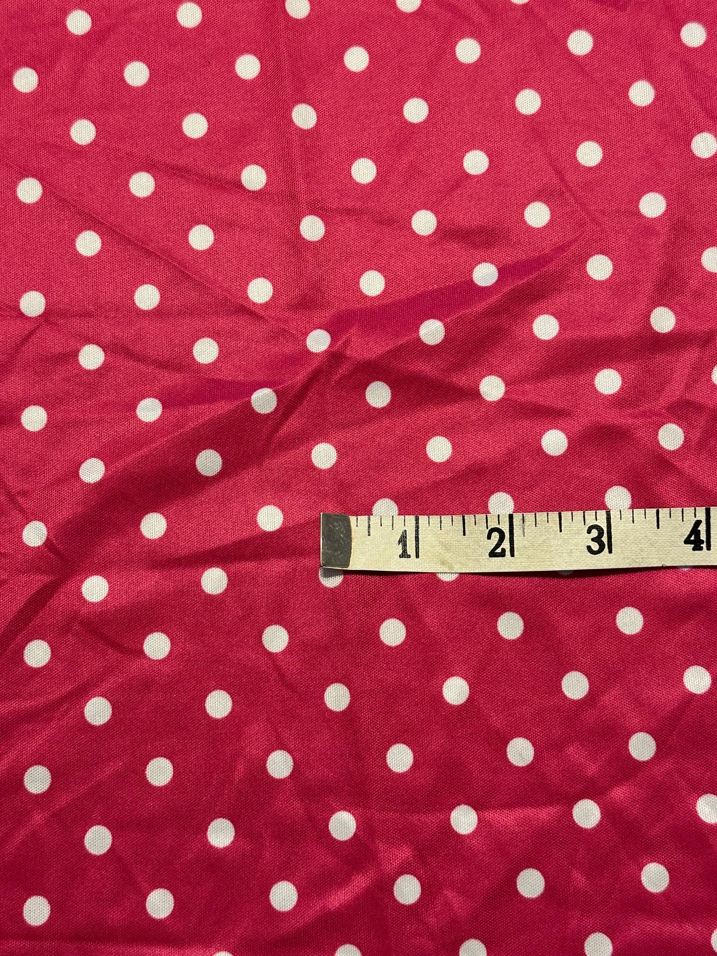 1 yard Pink Dots Polyester Knit