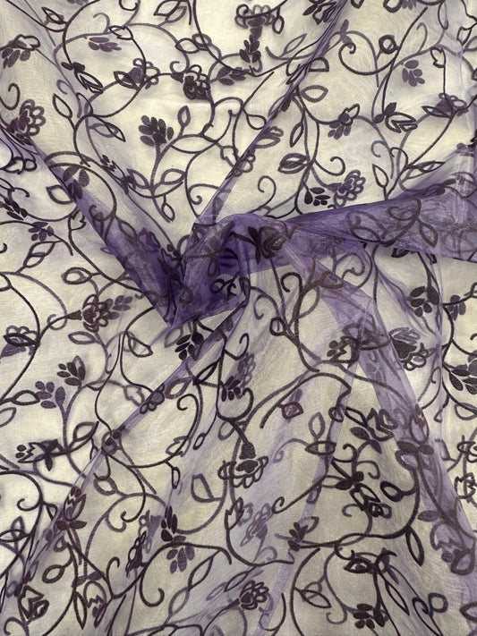 Sheet Purple Flocked Floral