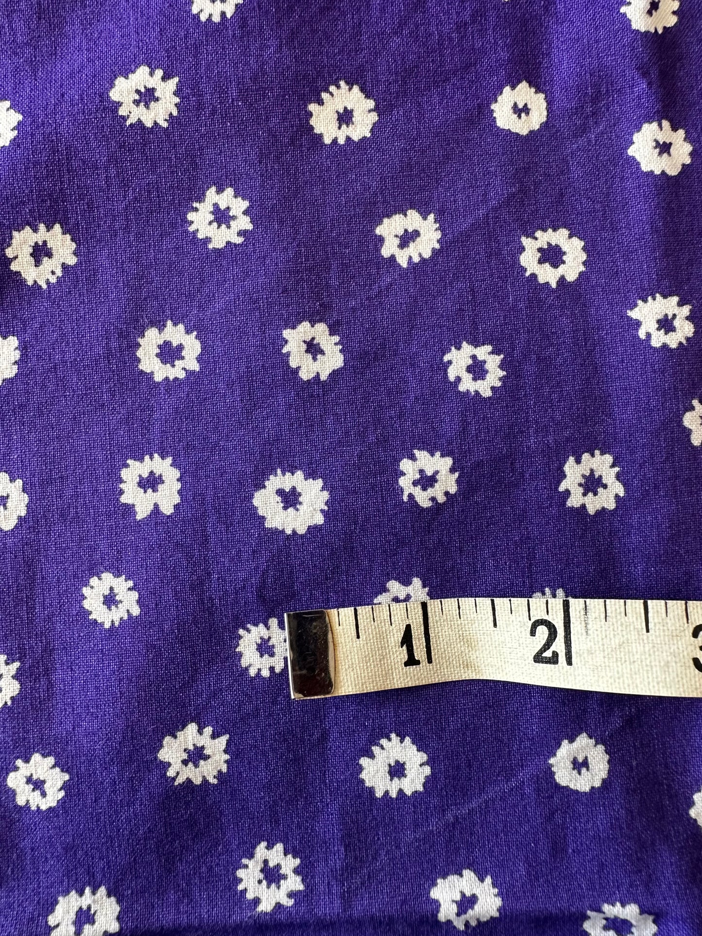 4 yards Purple White Floral Cotton