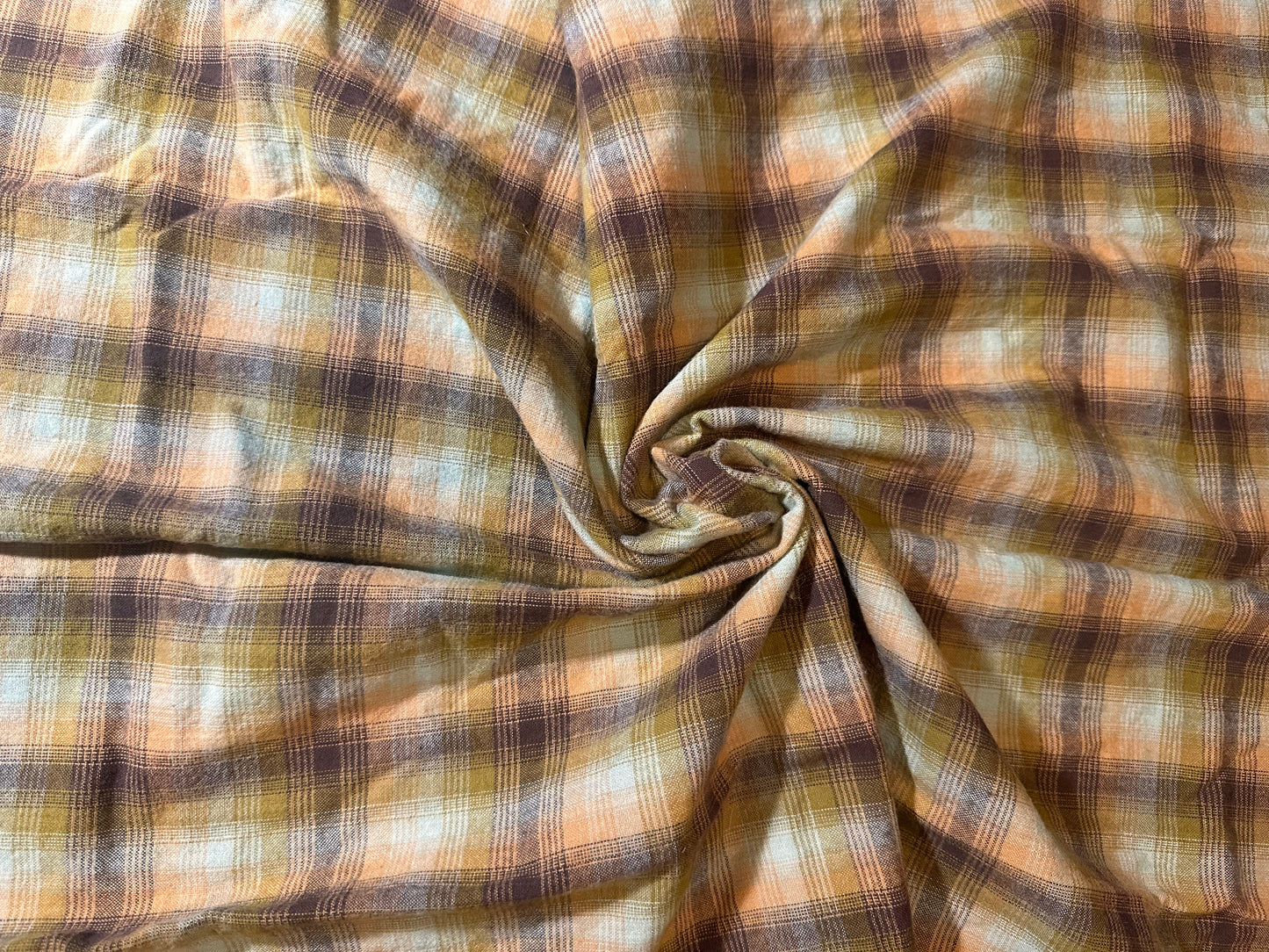 1 yd Plaid Cotton Flannel Blue Green Orange Purple