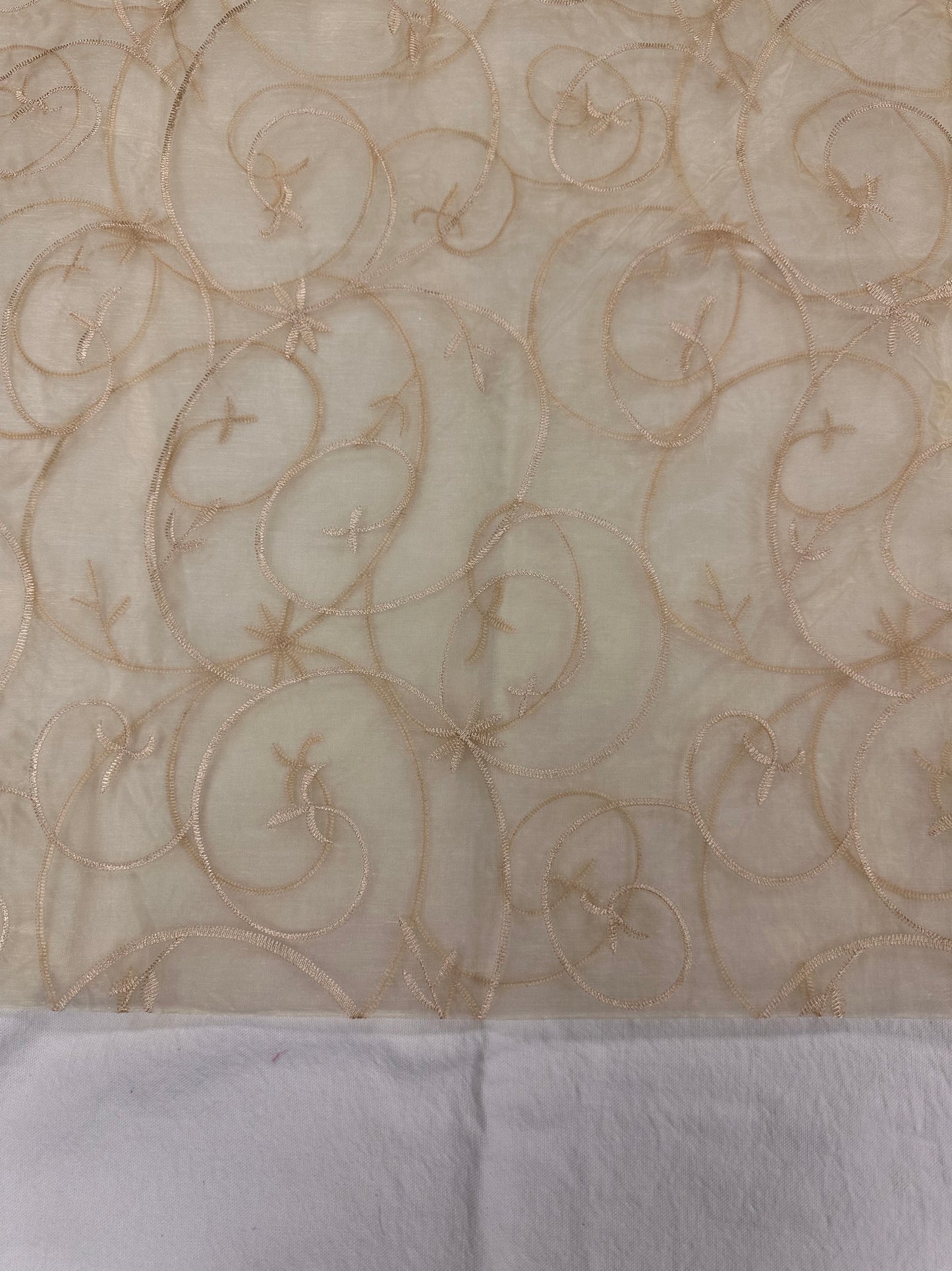 By the Yard Gold Embellished Vines Organza