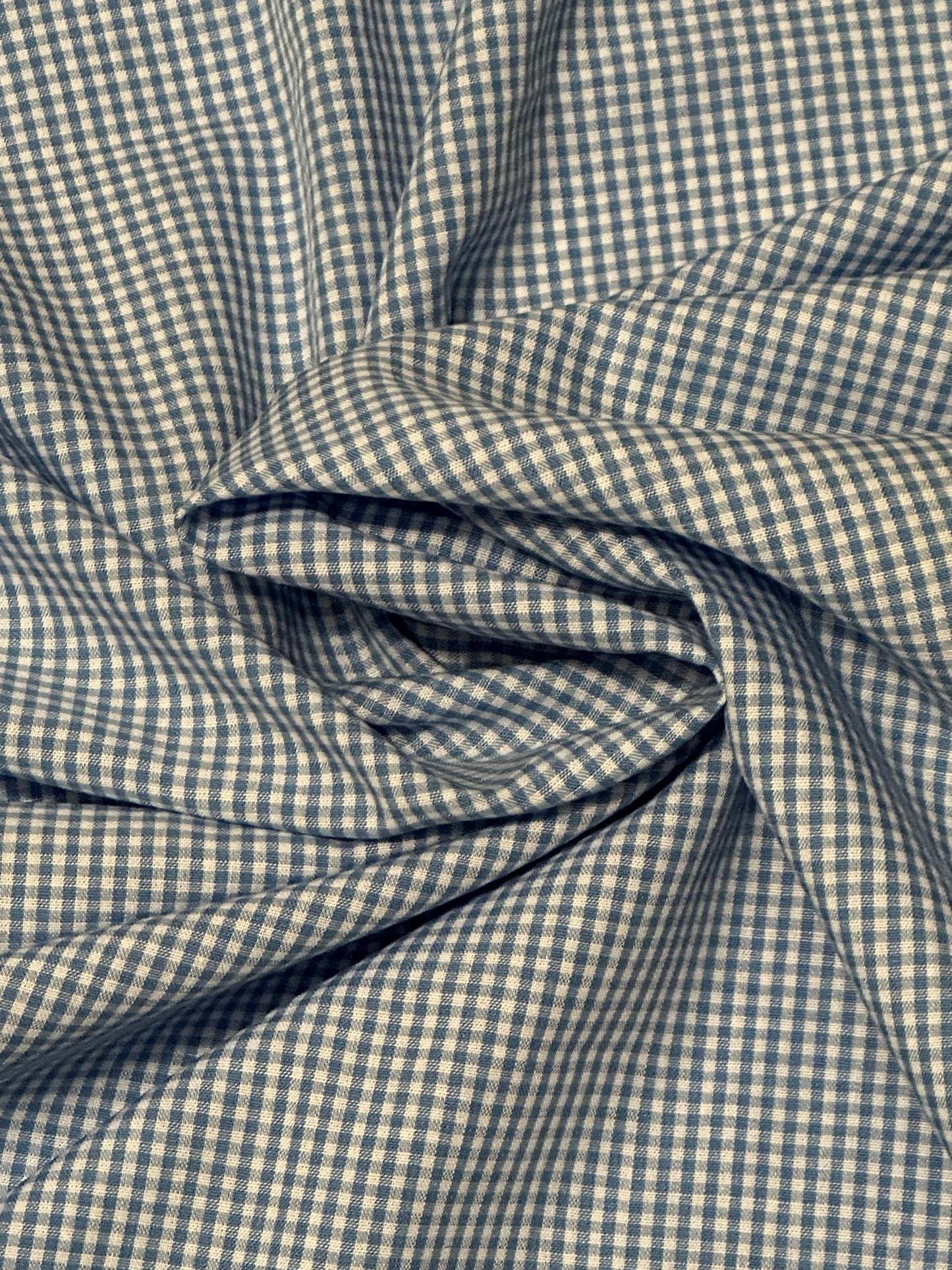 1 yard Blue Gingham Cotton Polyester Blend