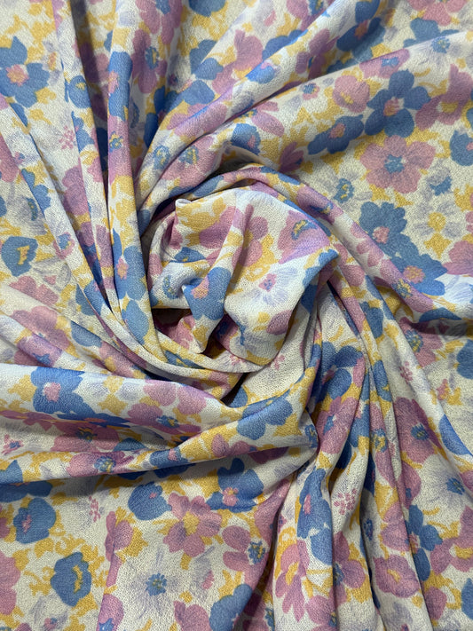 3 Yard Floral Polyester Crepe Knit