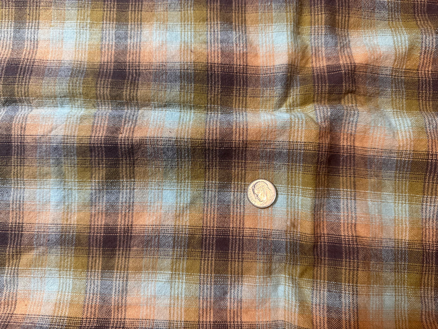 1 yd Plaid Cotton Flannel Blue Green Orange Purple