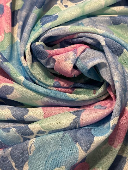 2 yards Floral Polyester Crepe Knit