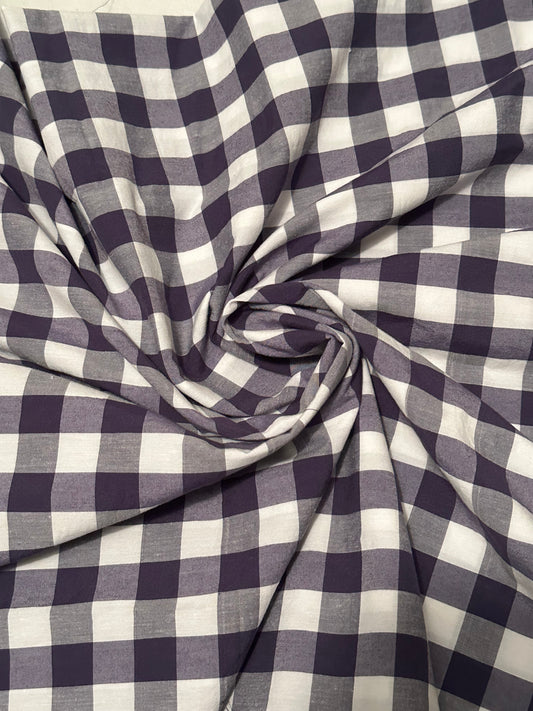 1.25 yard Indigo Check Cotton Polyester Blend