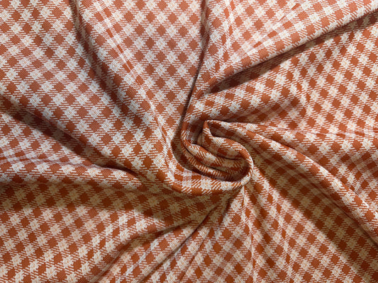 2 yds Orange Diamond Gingham Polyester Double Knit